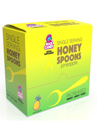Rock Candy Honey Spoons Unisex Sexual Supplement Pineapple - 24 Packs Per Display