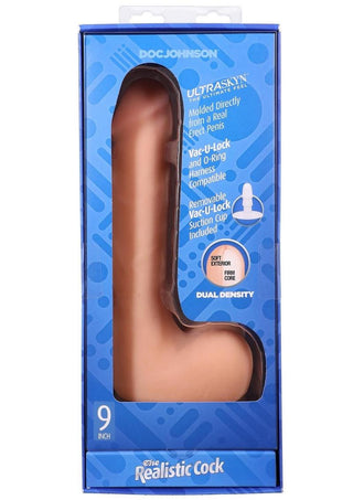 The Realistic Cock with Balls Ultraskyn Removable Vac-U-Lock Suction Cup - Vanilla - 9in