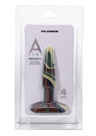 A-Play Groovy Silicone Anal Plug - Green - 4in