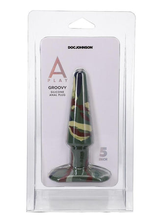 A-Play Groovy Silicone Anal Plug - Green - 5in