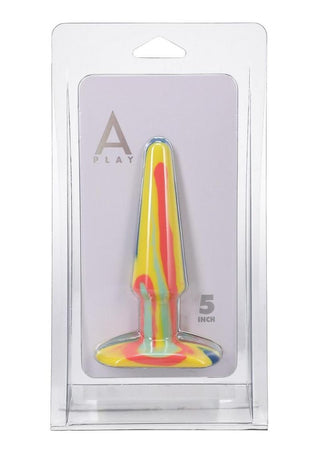 A-Play Groovy Silicone Anal Plug - Orange/Teal - 5in