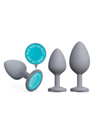 A-Play Trainer Set Silicone Anal Plugs - Gray/Grey - 3 Piece Set