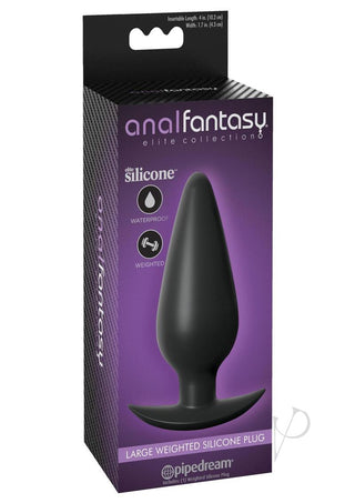 Anal Fantasy Elite Collection Large Weighted Silicone Plug Waterproof - Black - Large - 4.7in/5.8oz