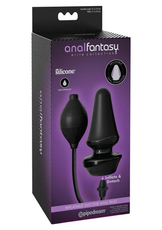 Anal Fantasy Elite Inflatable Silicone Anal Plug - Black - 5in