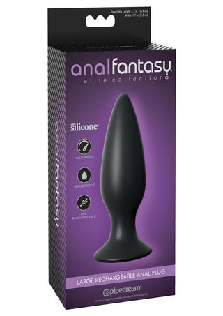 Anal Fantasy Elite Silicone Rechargeable Plug Waterproof - Black - Large