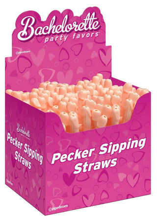 Bachelorette Party Favors Pecker Sipping Straws - Vanilla - 144 Each Per Counter Display