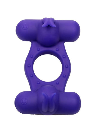 Couple's Enhancers Silicone Rechargeable Triple Orgasm Enhancer - Purple