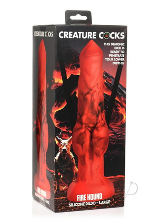 Creature Cocks Fire Hound Silicone Dildo - Black/Red - Large