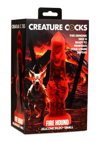 Creature Cocks Fire Hound Silicone Dildo - Black/Red - Small