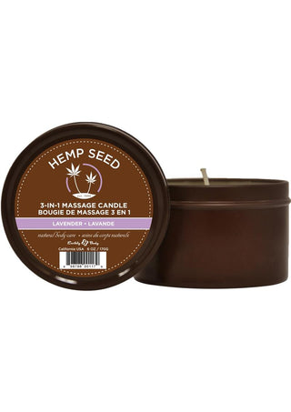 Earthly Body Hemp Seed 3 In 1 Massage Candle - Lavender - 6oz