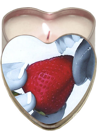 Earthly Body Hemp Seed Heart-Shaped Edible Massage Candle Strawberry - 4oz