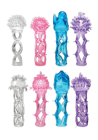 Fantasy X-Tensions Happy Top Stretchable Sleeve with Tickler Top and Penis Cage (8 Per Display) - Assorted - Assorted Colors