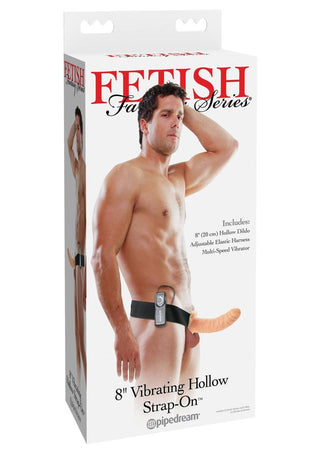 Fetish Fantasy Series Vibrating Hollow Strap-On Dildo and Adjustable Harness with Remote Control - Vanilla - 8in