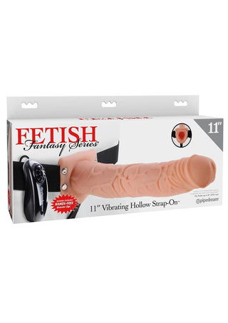 Fetish Fantasy Series Vibrating Hollow Strap-On Dildo and Harness with Remote Control - Vanilla - 11in