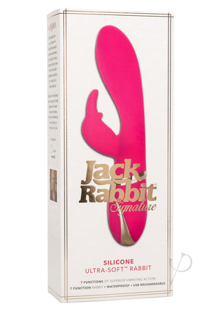 Jack Rabbit Signature Silicone Ultra Soft Rabbit Vibrator Multi Function USB Rechargeable Waterproof - Pink