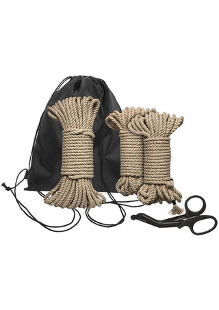 Kink Bind and Tie Initiation Hemp Rope - Natural - 5 Piece Kit