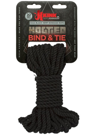 Kink Hogtied Bind and Tie 6mm Hemp Bondage Rope - Black - 30 Feet