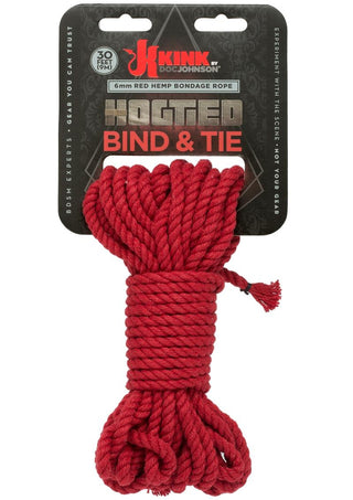 Kink Hogtied Bind and Tie 6mm Hemp Bondage Rope - Red - 30 Feet