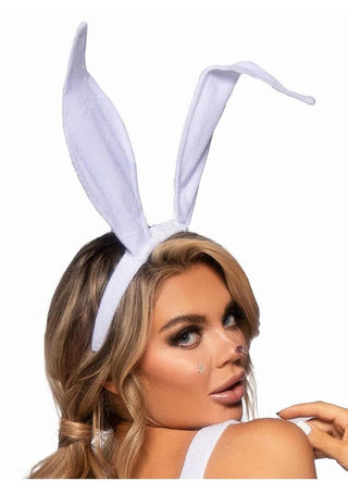 Leg Avenue Bendable Velvet Bunny Ears - White - One Size