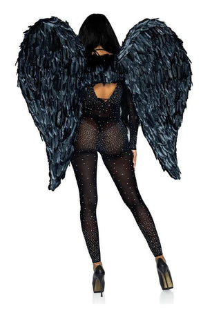 Leg Avenue Deluxe Feather Wings - Black - One Size - 43in