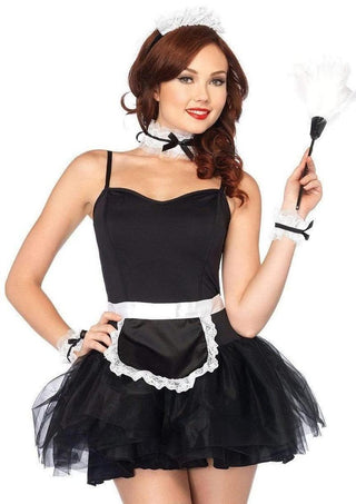 Leg Avenue French Maid Kit, Apron, Neck Piece, Wrist Cuffs, and Headband - Black/White - One Size - 4 Piece