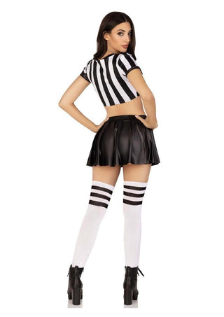 Leg Avenue Time Out Ref Crop Top, Pleated Skirt, and Whistle