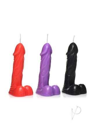 Master Series Passion Peckers Candle - Black/Purple/Red - Set