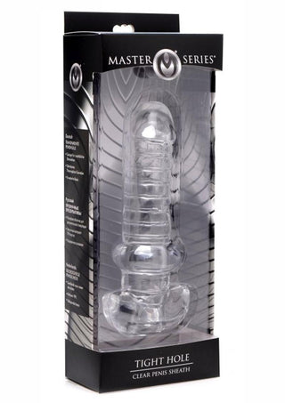 Master Series Tight Hole Ribbed Penis Sheath - Clear