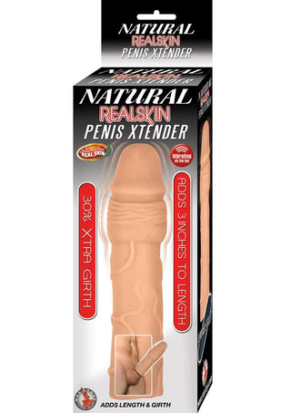 Natural Realskin Penis Xtender Vibrating Penis Extender - Flesh/Vanilla