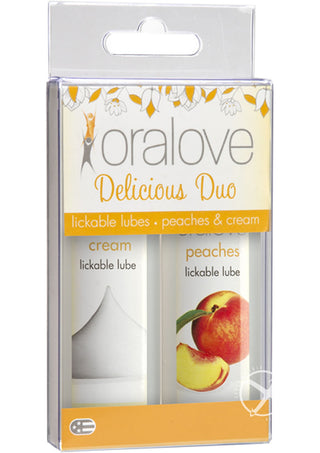 Oralove Delicious Duo Lickable Peaches and Cream Lubricant - 1oz - 2 Per Set