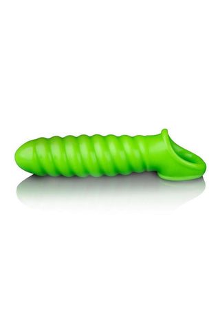 Ouch! Swirl Strechy Penis Sleeve - Glow In The Dark/Green