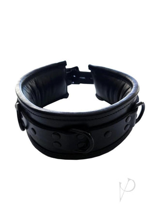 Padded Leather Collar - Black