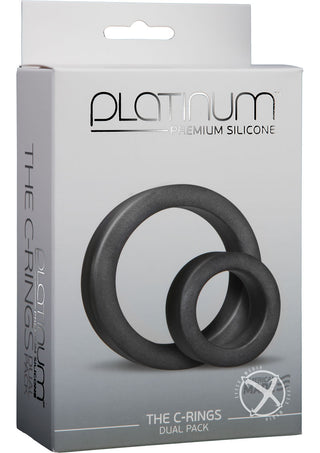 Platinum Premium Silicone The Cock Rings Dual - Black/Charcoal - 2 Piece Kit/Pack