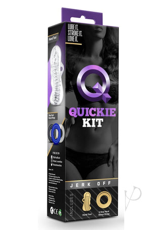 Quickie Kit Jerk Off Masturbator and Cock Rings - Multiple - Assorted Colors/Clear