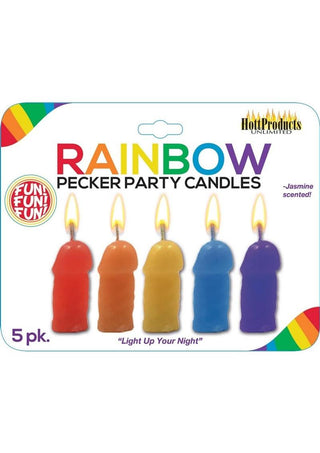Rainbow Pecker Party Candles - Assorted Colors - 5 Each Per Pack