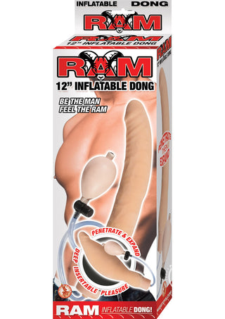 Ram Inflatable Latex Dildo - Flesh/Vanilla - 12in