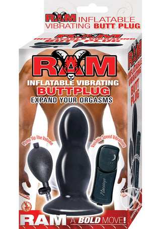 Ram Inflatable Vibrating Butt Plug - Black