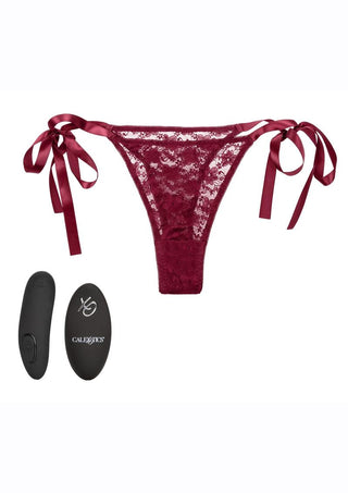 Remote Control Rechargeable Lace Thong - Red - Set