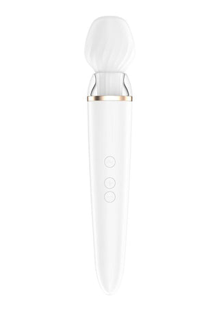 Satisfyer Double Wand-Er Rechargeable Silicone Waterproof Massager with Attachment - White