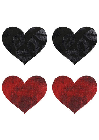 Stolen Kisses Hearts Pasties - Black/Red