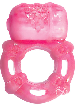 Super Stud Orgasmic Vibrating Silicone Cock Ring Waterproof - Magenta/Pink