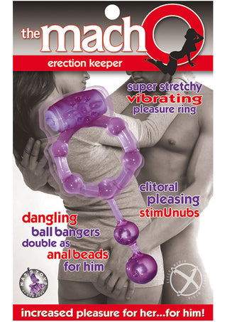 The Macho Erection Keeper Vibrating Cock Ring - Purple
