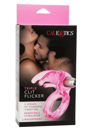 Triple Clit Flicker Cock Ring - Red