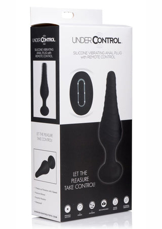 Under Control Rechargeable Silicone Vibrating Anal Plug with Remote Control - Black