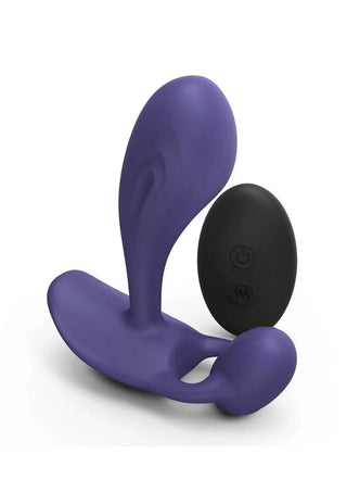 Witty Rechargeable Silicone Vibrator with Clitoral Stimulator - Blue/Midnight Indigo