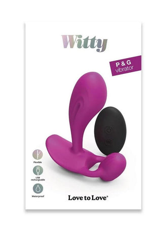 Witty Rechargeable Silicone Vibrator with Clitoral Stimulator - Sweet Orchid - Magenta/Purple