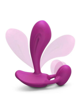 Witty Rechargeable Silicone Vibrator with Clitoral Stimulator - Sweet Orchid