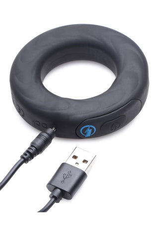 Zeus Vibrating and E-Stim Silicone Rechargeable Cock Ring with Remote Control