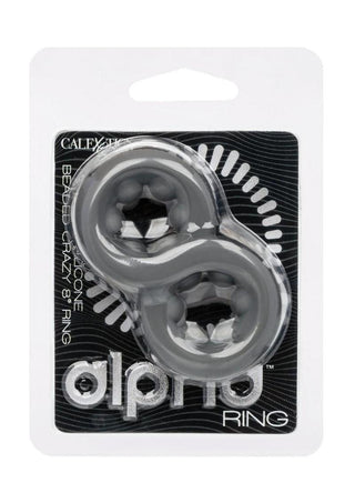 Alpha Liquid Silicone Beaded Crazy 8 Cock Ring - Gray/Grey