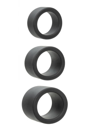 Alpha Liquid Silicone Cock Ring Endurance - Black - 3 Piece/Set